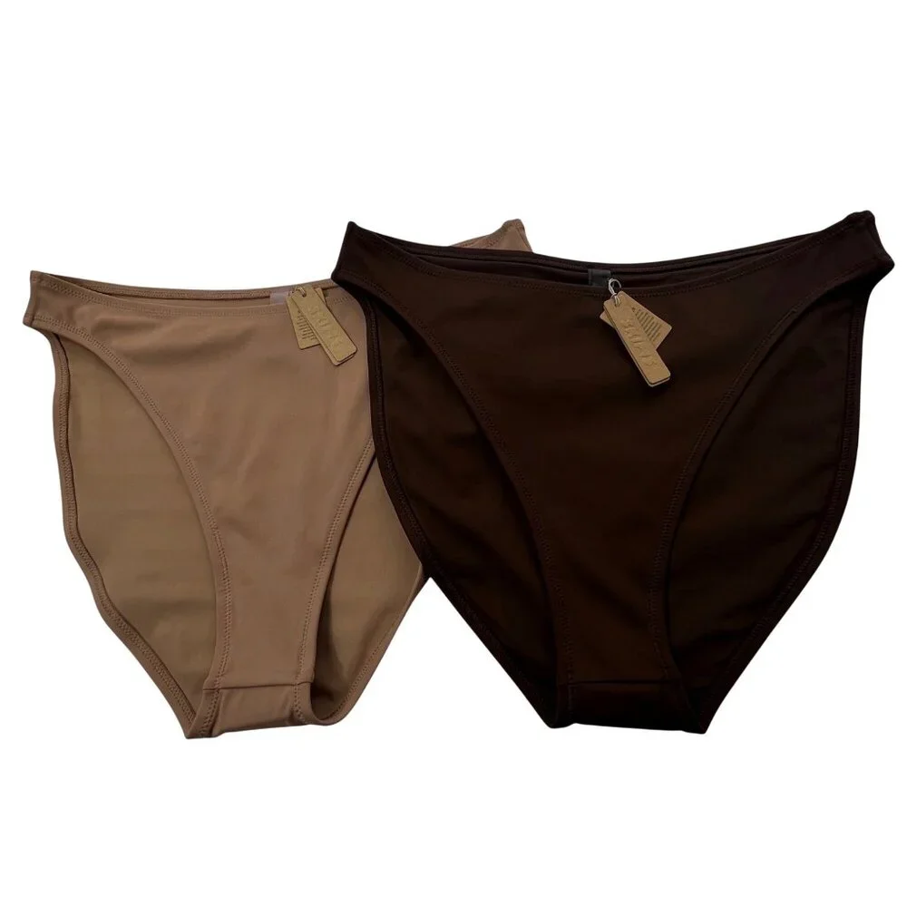 SKIMS Shaping Swim Dipped Bikini Bottom Lot‎ of 2 Sienna Cocoa 2X